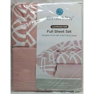 Comfort Bay Pink Full Sheet Set 4pc Designer Print Luxuriously Soft